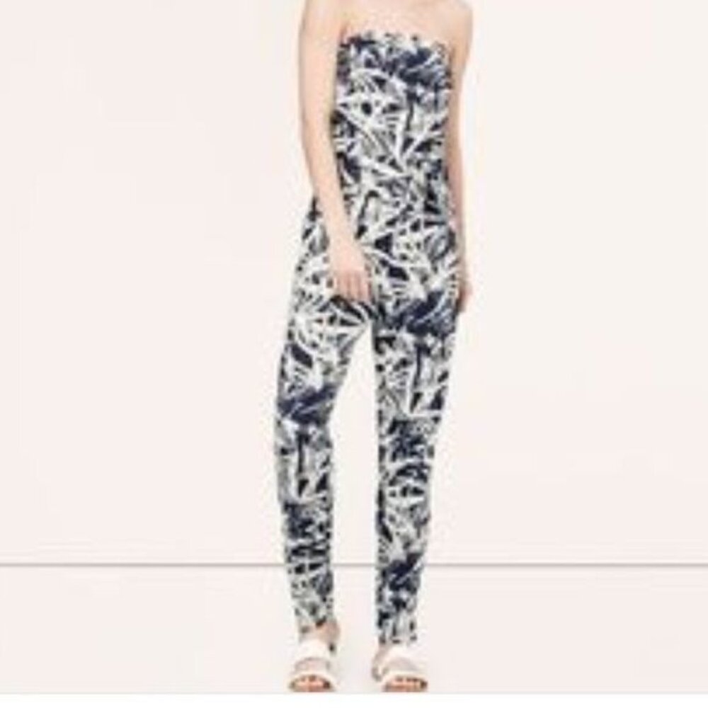 LOFT 4 Jungle fever palm leaf SXY jumpsuit EUC - Picture 1 of 5